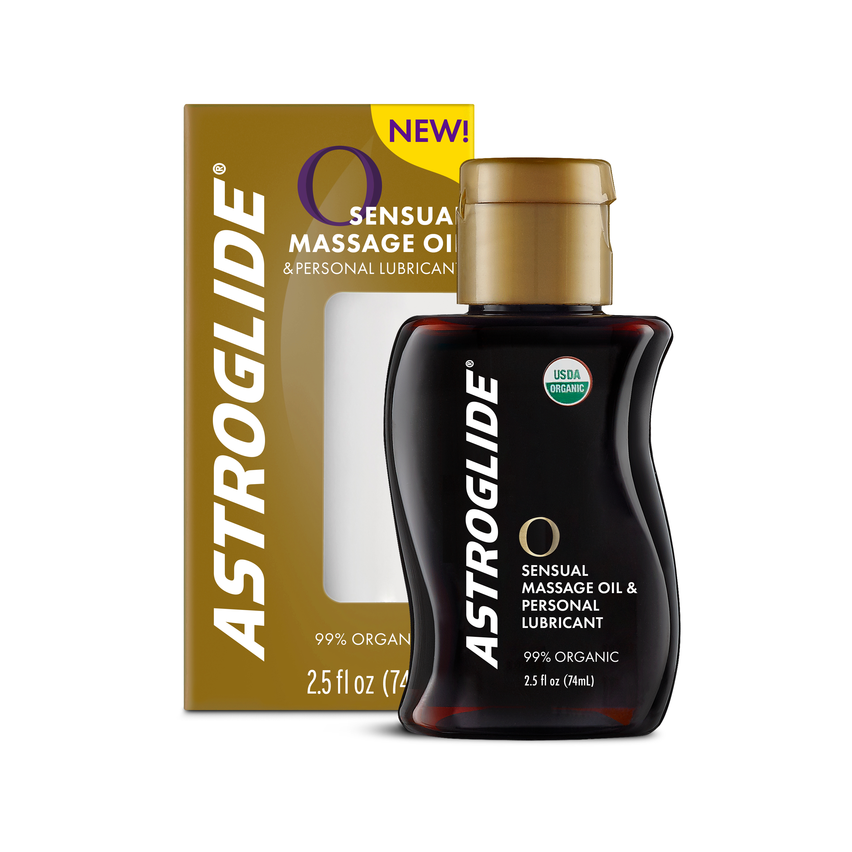 Astroglide «O Sensual Massage Oil & Personal Lubricant» 74ml oil-based lubricant with organic ingredients - with coconut oil, suitable for vegans